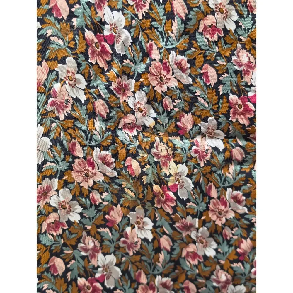 Club 7 Echo 100% Silk Floral Scarf Large Square Black Pink Teal Botanical 30